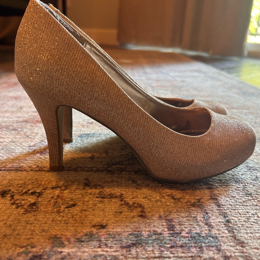 Madden Girl Tan Glittery Heels